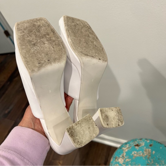 Jeffrey Campbell white platform slide high heeled sandals size 8 vegan leather - Picture 10 of 13